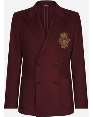Dolce & Gabbana Zweireihige Jacke Wolle Und Kaschmir Dg-Patch - Lila
