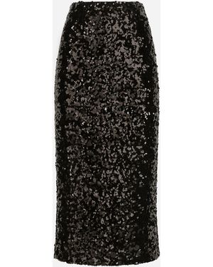 Dolce & Gabbana Longuette-Rock Aus Pailletten - Schwarz