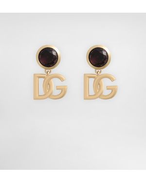Dolce & Gabbana Logo Clip Earrings - Mettallic