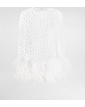 Dolce & Gabbana Minikleid Mit Pailletten Und Federn - Weiß
