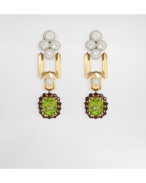 Dolce & Gabbana Ohrringe Eleganza 18-Karätiges Weiß- Und Gelbgold, Peridote, Granate Und Saphire