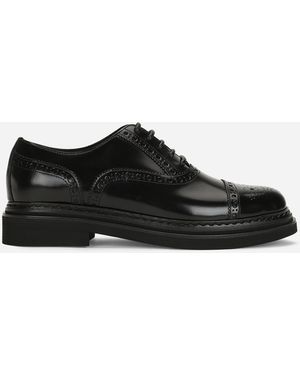 Dolce & Gabbana Schnürschuh Aus Gebürstetem Kalbsleder - Schwarz