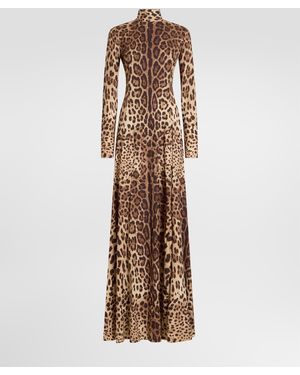 Dolce & Gabbana Kleid Aus Charmeuse Mit Leo-Print - Natur