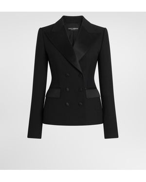 Dolce & Gabbana Jacke Aus Wollcady Mit Doppelreihiger Knopfleiste - Schwarz