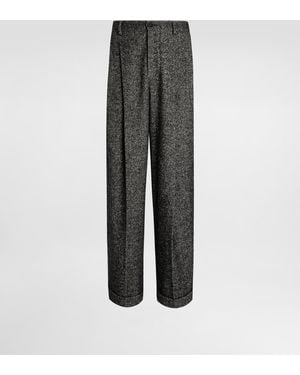 Dolce & Gabbana Bundfaltenhose Mit Fischgrätenmuster - Grau