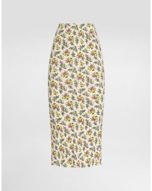 Dolce & Gabbana Small Floral-Print Skirt - Mettallic