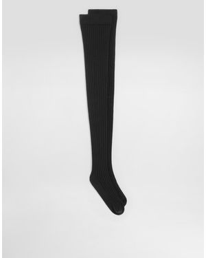 Dolce & Gabbana Ribbed Stay-Up Socks - Schwarz