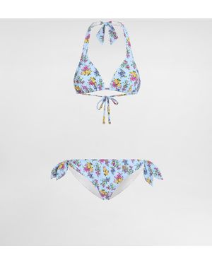 Dolce & Gabbana Small Floral-Print Sliding Triangle Bikini - Weiß