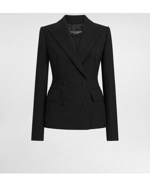 Dolce & Gabbana Zweireihige Jacke Aus Double-Wollcrêpe - Schwarz