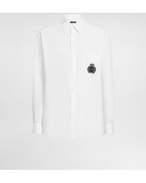 Dolce & Gabbana Leinenhemd Mit Wappenpatch - Weiß