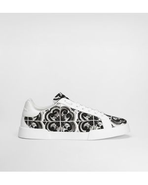 Dolce & Gabbana Sneaker Portofino Light Strobel Mit Majolika-Print - Weiß