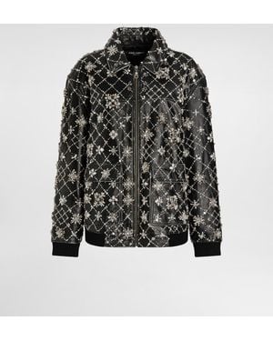 Dolce & Gabbana Vintage Leather Jacket With Embroidery - Schwarz