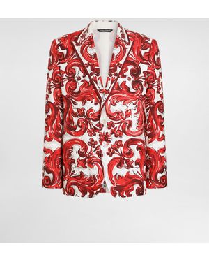 Dolce & Gabbana Einreihiger Blazer Sicilia Light Aus Jacquard Mit Maiolica-Print - Rot