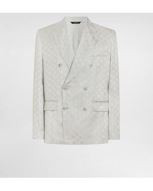Dolce & Gabbana Zweireihige Jacke Sicilia Light Aus Seidenjacquard - Weiß