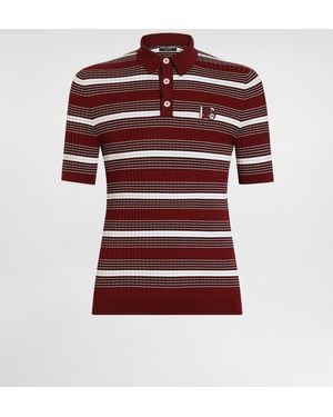 Dolce & Gabbana Poloshirt Aus Gestreiftem Strick - Rot
