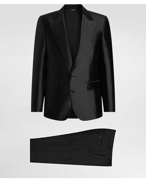 Dolce & Gabbana Zweireihiger Anzug Aus Shantung Und Mikadoseide - Schwarz