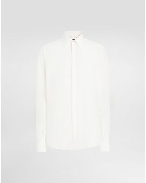 Dolce & Gabbana Seidenhemd Mit Logostickerei - Weiß