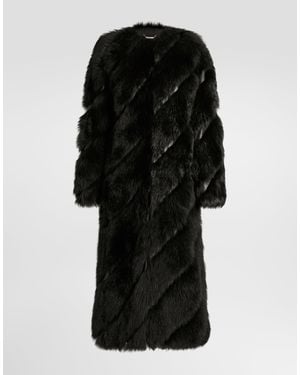 Dolce & Gabbana Mantel Aus Shearling - Schwarz