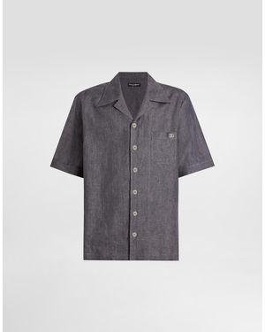 Dolce & Gabbana Hawaiihemd Aus Leinenstoff - Grau