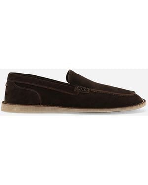 Dolce & Gabbana Mokassin Aus Veloursleder - Weiß