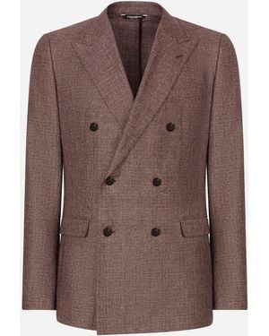 Dolce & Gabbana Zweireihige Jacke Taormina Leinenmix - Braun