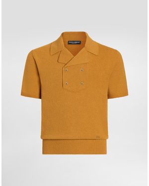 Dolce & Gabbana Linen-Cotton Knit Polo Shirt - Orange