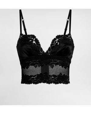 Dolce & Gabbana Satintop Mit Spitzenbesatz - Schwarz
