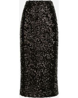 Dolce & Gabbana Longuette-Rock Aus Pailletten - Schwarz