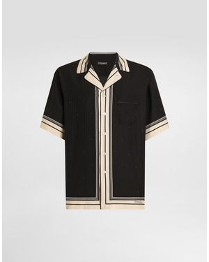 Dolce & Gabbana Logo And Stripe-Print Hawaii Shirt - Schwarz