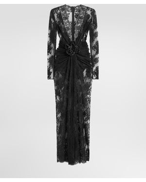 Dolce & Gabbana Kleid Aus Spitze Mit Schleife - Schwarz