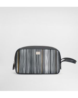 Dolce & Gabbana Necessaire Aus Kalbsleder Mit Streifenprint - Grau
