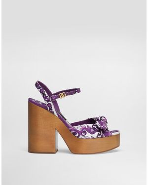 Dolce & Gabbana Majolica-Print Wedge Sandal - Pink