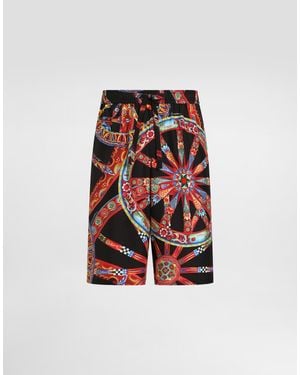 Dolce & Gabbana Bermudashorts Vanity Aus Seidenjacquard Mit Carretto-Print - Rot