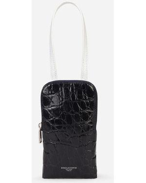 Dolce & Gabbana Smartphone-Tasche Aus Alligator Mit Logo-Heißprägung - Weiß