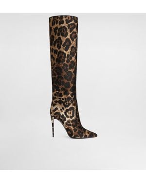 Dolce & Gabbana Stiefel aus Leo-Jacquard - Weiß