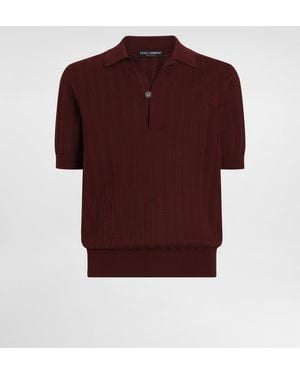 Dolce & Gabbana Polohemd Aus Baumwolle Mit Ajourmuster - Rot