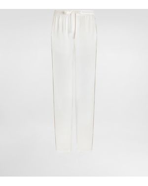 Dolce & Gabbana Pyjamahose Aus Seide Logostickerei - Weiß