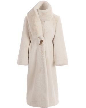 KRIS MARAN Fur Maxi Coat With Shawl Collar - Natural