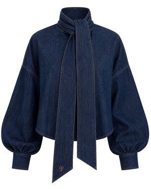 SOEUR & FRÈRES Dark Denim Bow-Tie Shirt - Blue