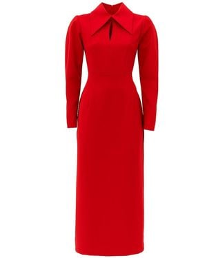 Julia Allert Solid Formal Midi Dress - Red