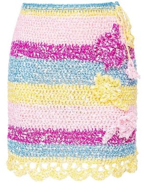 Andreeva Crochet Mini Skirt With Flower Detail - Pink