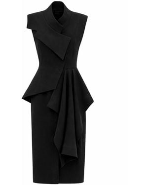 Julia Allert Architectural Draped Midi Dress - Black
