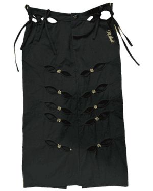 RUIBUILT Embroidery Cutout Cargo Maxi Skirt - Black
