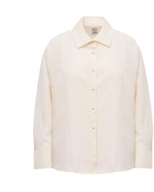 LAVIELACE Relaxed Button-Up Cream Blouse - White