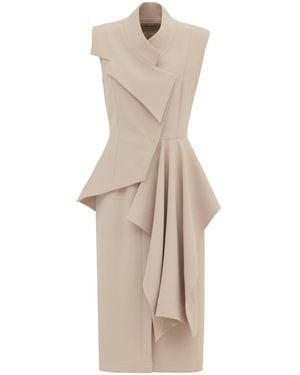 Julia Allert Architectural Draped Midi Dress - Natural