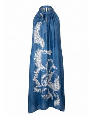 IEVA Ivory Halter Midi Dress - Blue