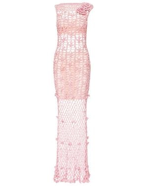 Andreeva Vanilla Handmade Maxi Crochet Dress - Pink