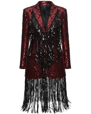 PERRY JONES Sequin Fringe Jacket - Brown