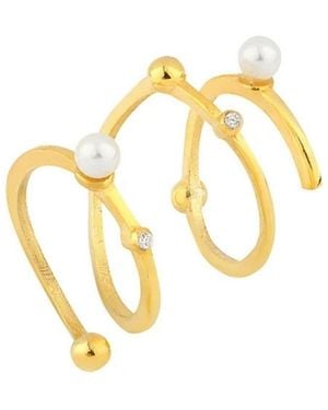 LINYA JEWELLERY Spiral Pearl Ring - Metallic