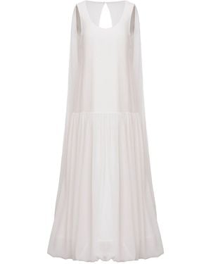 KATEA GRI Off- Cape Cloud Midi Dress - White
